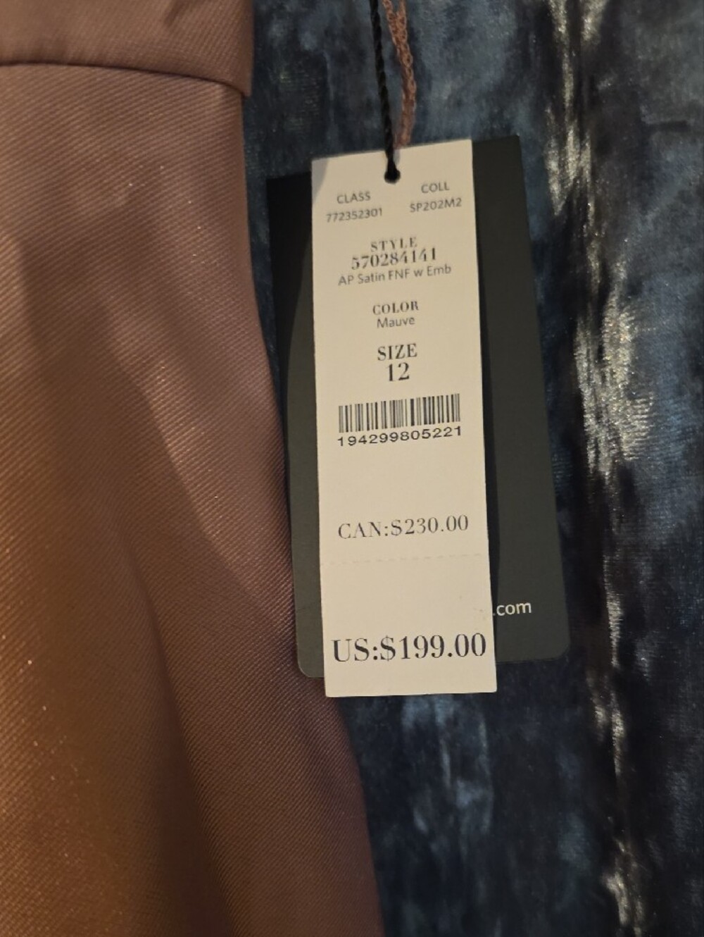 Adrianna Papell Rose-Mauve Satin Midi Dress with Crystal Buttons - Picture 2 of 9